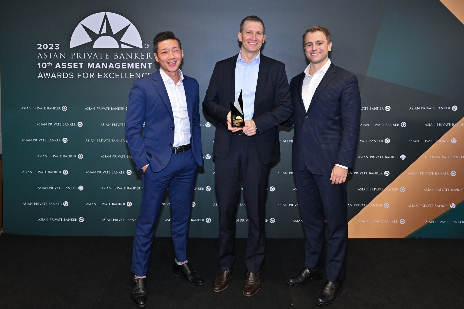 David Chang, Joseph Graham and Owen Rothe of Lord Abbett celebrate their win as Best Fund Provider – US Bond for 2023