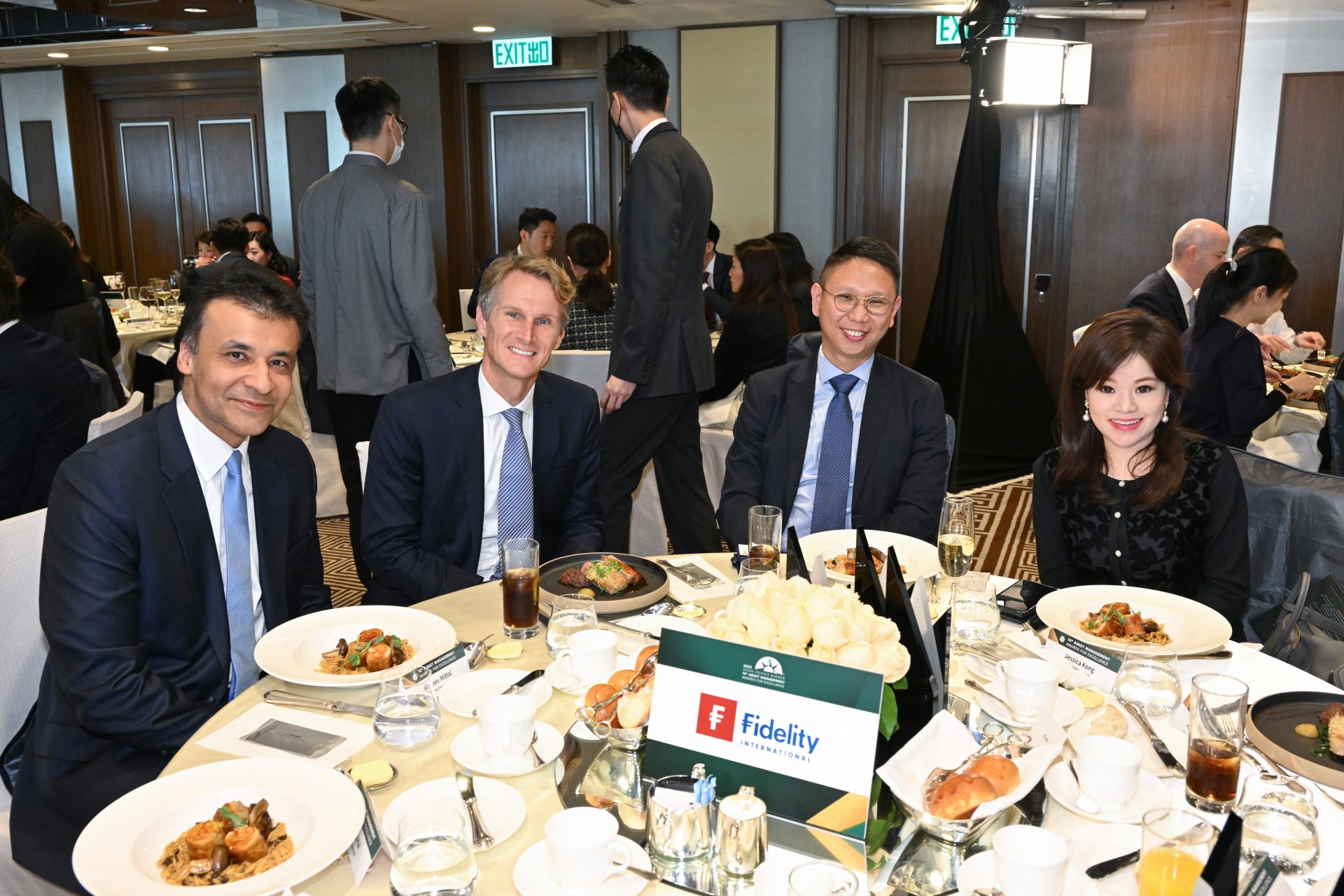Rajeev Mittal, Johann Santer and Jessica Kong of Fidelity International with Hyde Sun of Cathay United Bank