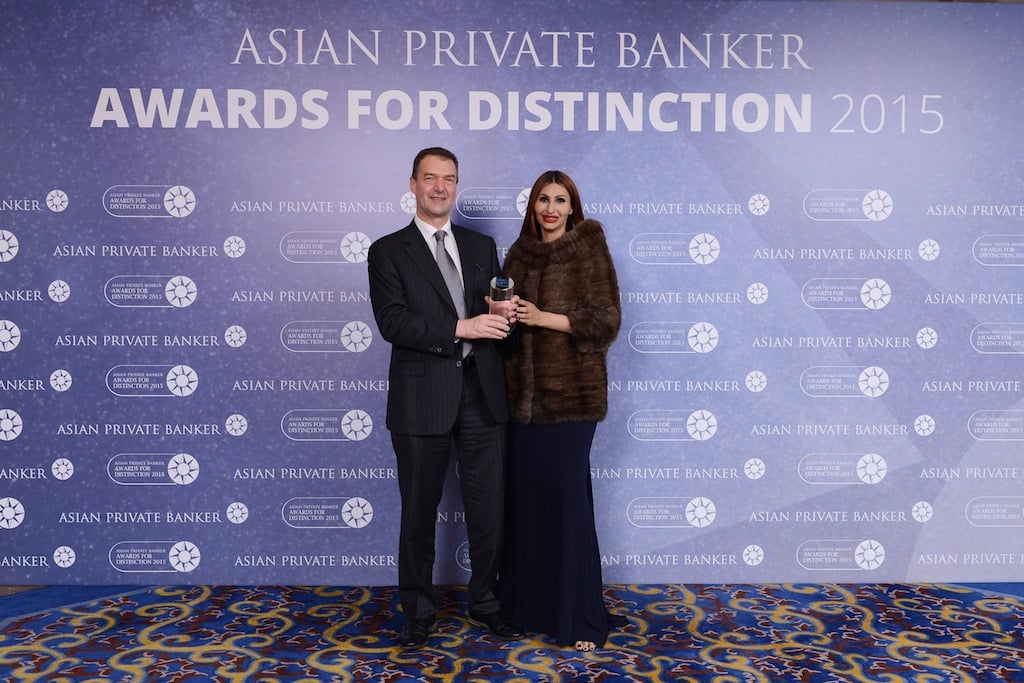 Jean-Claude Humair from UBS Wealth Management receives the award for Best Private Bank - Hong Kong