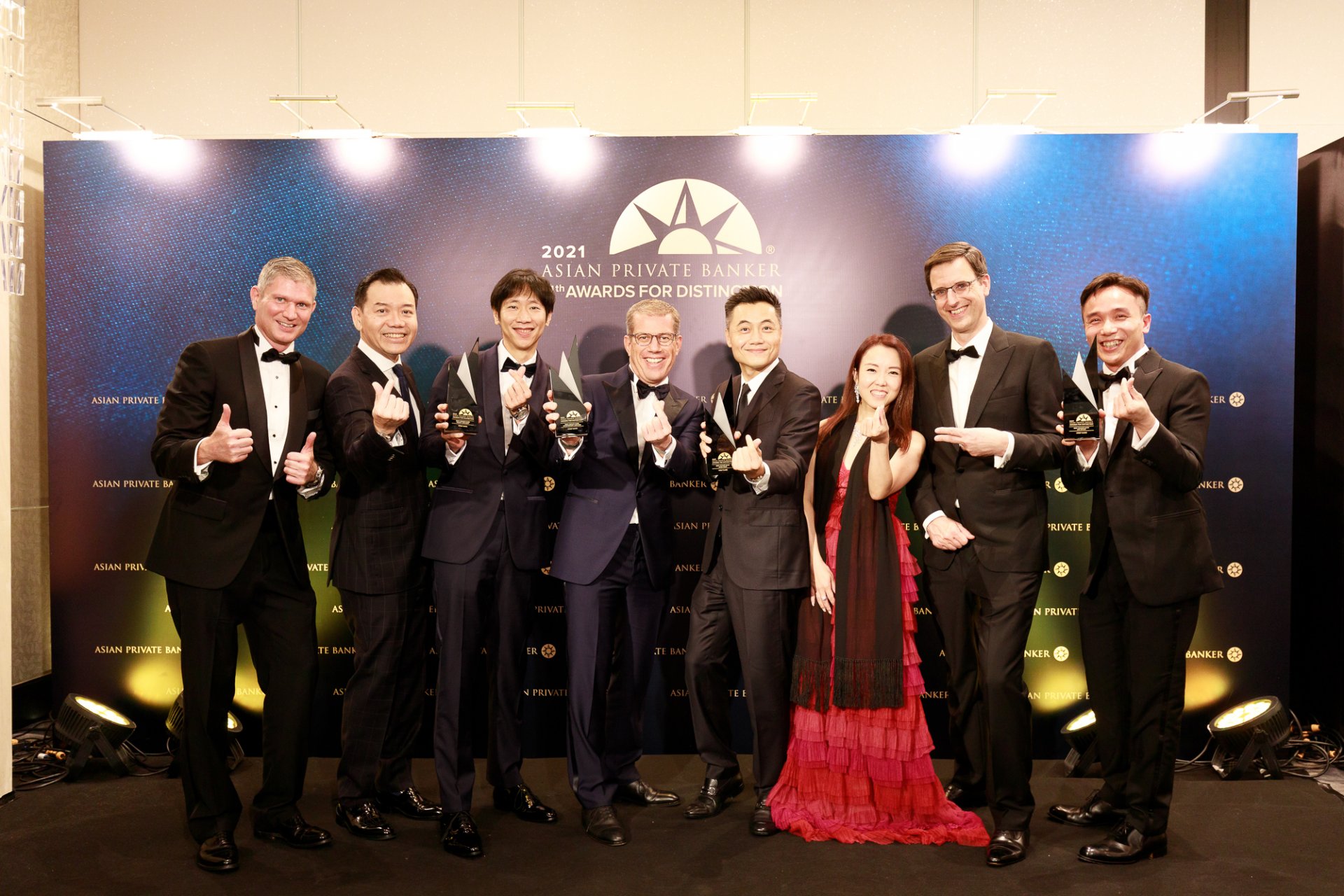 Credit Suisse celebrating their five wins at the 11th Awards for Distinction